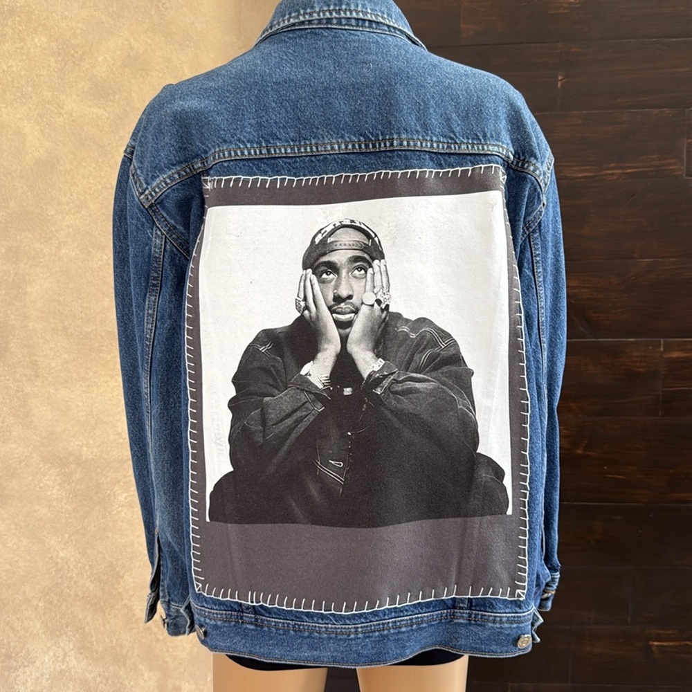 Upcycled Tupac Denim Jacket Large